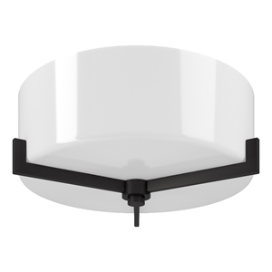 Henn&Hart 17.5&quot Blackened Bronze Metal/Glass Semi Flush Mount