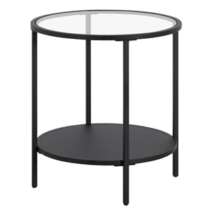 Henn&Hart 20&quot Blackened Bronze Metal/Glass Side Table