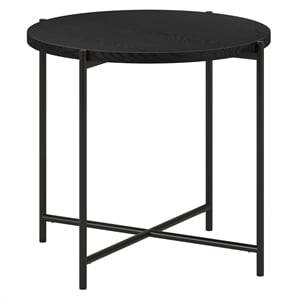 Henn&Hart 23.63&quot Blackened Bronze/Black Grain Metal Side Table