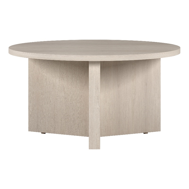 Henn&Hart Modern Engineered Wood Coffee Table with Round Top in Alder White