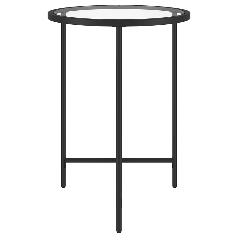 Henn&Hart Modern Metal & Tempered Glass Side Table in Blackened Bronze