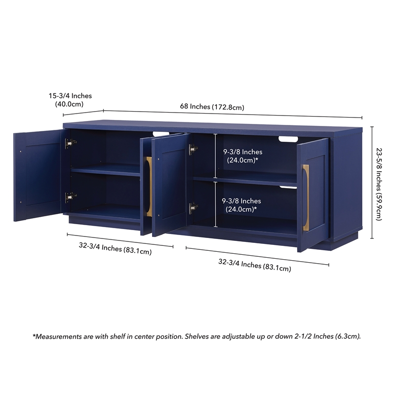 Henn&Hart 4-Door Engineered Wood TV Stand for TVs up to 75