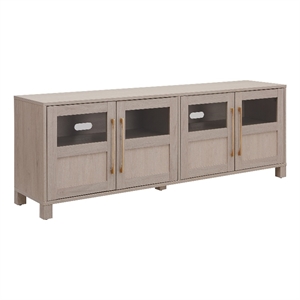 Henn&Hart 68&quot Engineered Wood and Glass TV Stand in Alder White