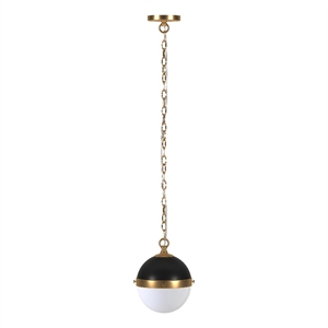 Henn&Hart 9.13&quot Blackened Bronze/Brass/White Milk Metal/Glass Pendant