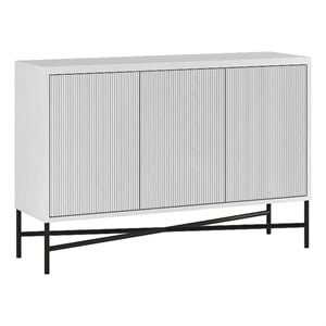 Henn&Hart 47.5&quot White MDF/PVC/Metal Buffet Table