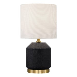Henn&Hart 5.5&quot Matte Black/Antique Brass Ceramic/Metal/Fabric Mini Lamp