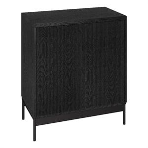 Henn&Hart 28&quot Black Grain MDF/PVC/Metal Accent Cabinet