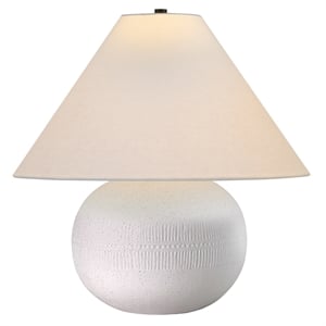 Henn&Hart 18&quot Ceramic & Fabric Table Lamp with Cone Shade in Cream