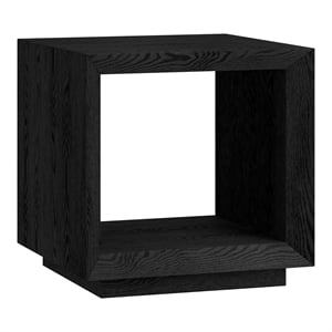 Henn&Hart 22&quot Modern MDF Engineered Wood Side Table in Black Grain