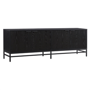 Henn&Hart 70&quot Black Grain MDF/Metal TV Stand