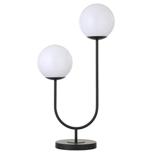 Henn&Hart 15.38&quot Blackened Bronze Metal/Glass Table Lamp