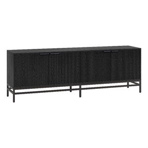 Henn&Hart 70&quot Black Grain MDF/PVC/Metal TV Stand