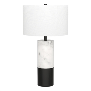 Henn&Hart 13&quot Marble/Black Marble/Metal/Fabric Table Lamp