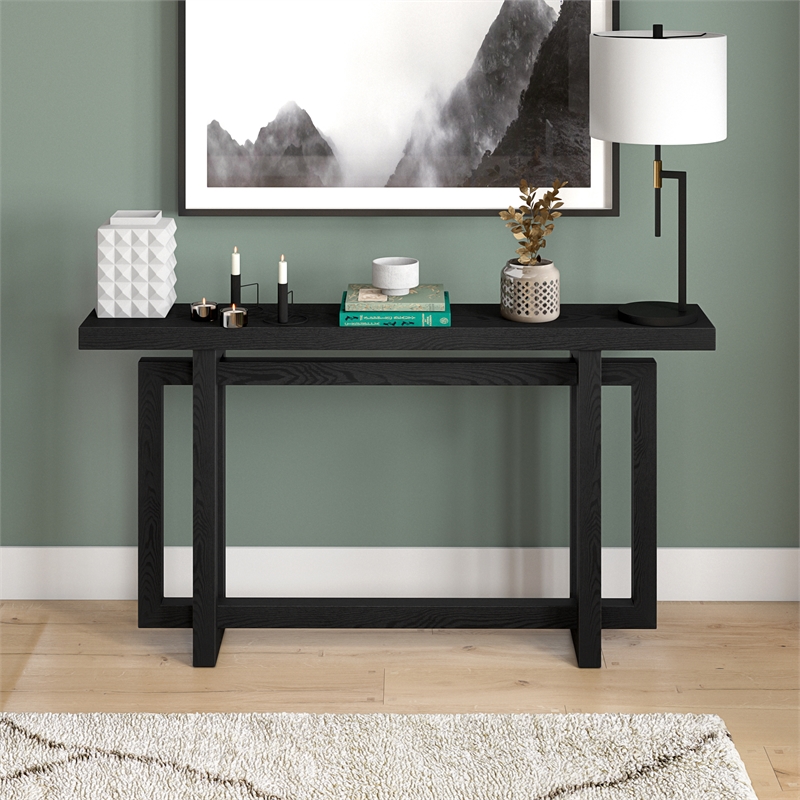 Henn Hart 55 Black Grain MDF Console Table