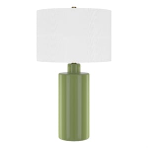 Henn&Hart 14&quot Tarragon Green Ceramic/Fabric Table Lamp