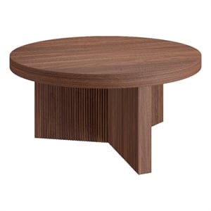 Henn&Hart 32&quot Satin Walnut MDF/PVC Coffee Table