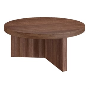 Henn&Hart 36&quot Satin Walnut MDF/PVC Coffee Table