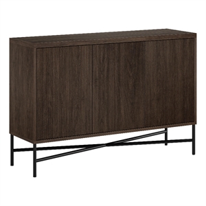 Henn&Hart 47.5&quot Alder Brown MDF/PVC/Metal Buffet Table