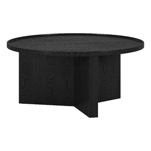 Henn&Hart 32&quot Black Grain MDF Coffee Table