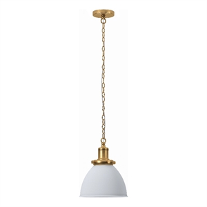Henn&Hart 12&quot Matte White/Brass Metal Pendant