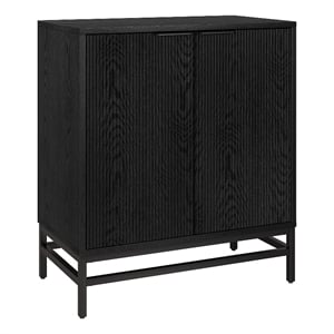 Henn&Hart 28&quot Black Grain MDF/Metal Accent Cabinet