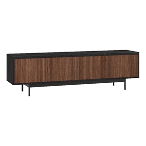 Henn&Hart 70&quot Black Grain/Satin Walnut MDF/PVC/Metal TV Stand