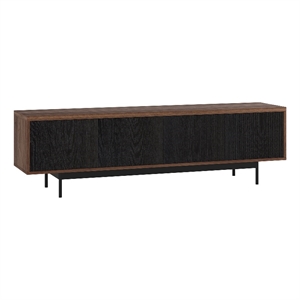 Henn&Hart 70&quot Satin Walnut/Black Grain MDF/PVC/Metal TV Stand