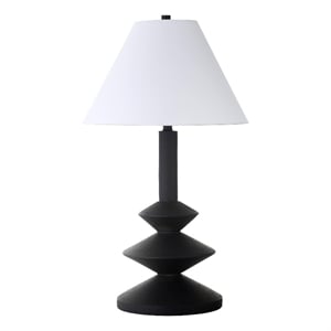 Henn&Hart 16&quot Matte Black Resin/Fabric Table Lamp