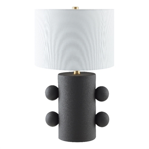 Henn&Hart 13&quot Matte Black Ceramic/Fabric Table Lamp