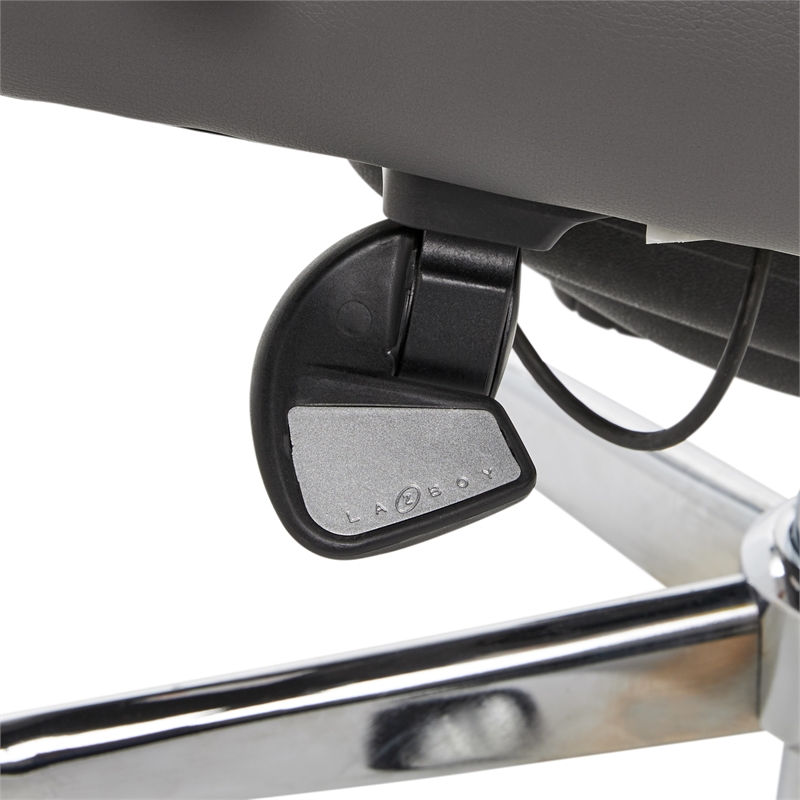 La-Z-Boy Sutherland Bonded Leather Office Chair w/Padded Arms in Moon Rock Gray