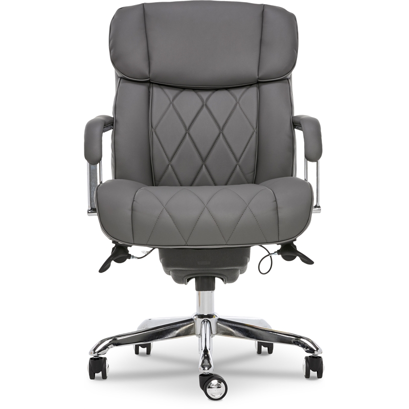 La-Z-Boy Sutherland Bonded Leather Office Chair w/Padded Arms in Moon Rock Gray