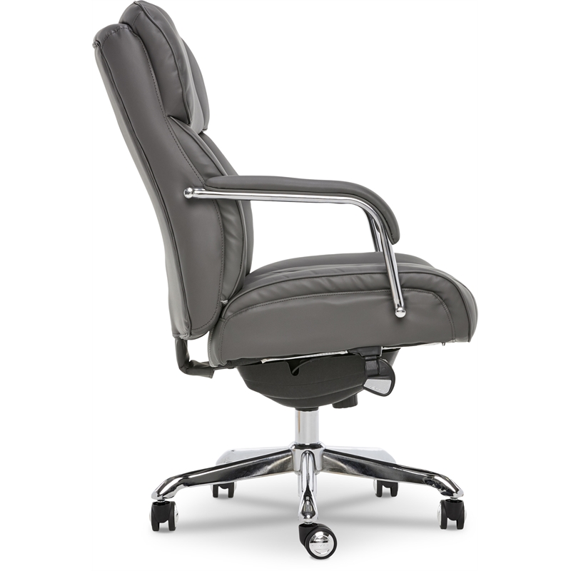 La-Z-Boy Sutherland Bonded Leather Office Chair w/Padded Arms in Moon Rock Gray