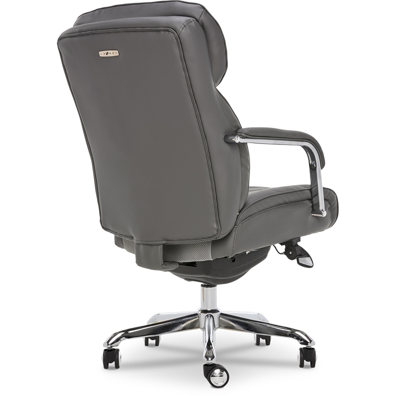 La-Z-Boy Sutherland Bonded Leather Office Chair w/Padded Arms in Moon Rock Gray