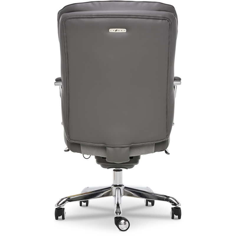La-Z-Boy Sutherland Bonded Leather Office Chair w/Padded Arms in Moon Rock Gray