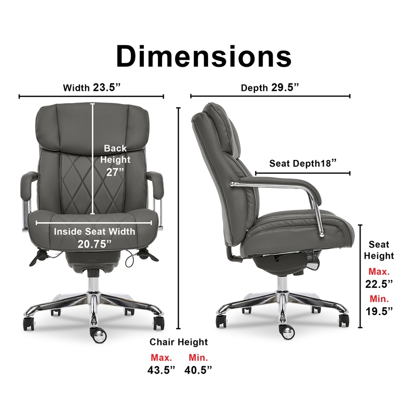 La-Z-Boy Sutherland Bonded Leather Office Chair w/Padded Arms in Moon Rock Gray