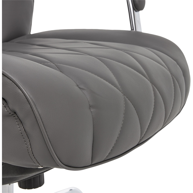 La-Z-Boy Sutherland Bonded Leather Office Chair w/Padded Arms in Moon Rock Gray