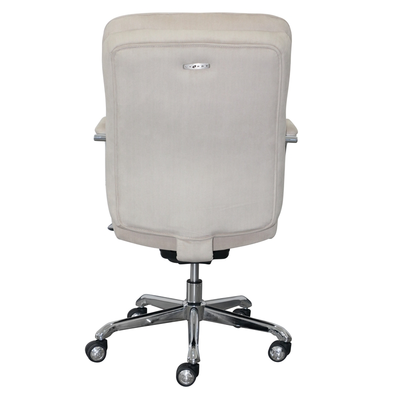 La-Z-Boy Sutherland Fabric Upholstered Office Chair w/Padded Arms in Soft Cream