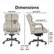 La-Z-Boy Sutherland Fabric Upholstered Office Chair w/Padded Arms in Soft Cream