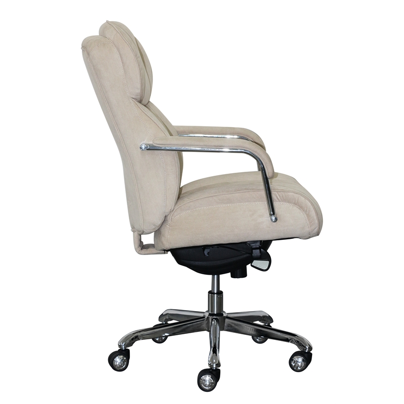 La-Z-Boy Sutherland Fabric Upholstered Office Chair w/Padded Arms in Soft Cream