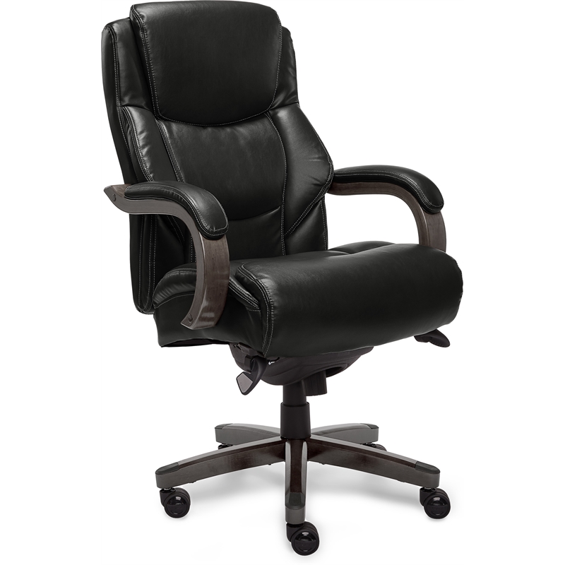 La-Z-Boy Delano Bonded Leather Upholstered Executive Office Chair in Jet Black