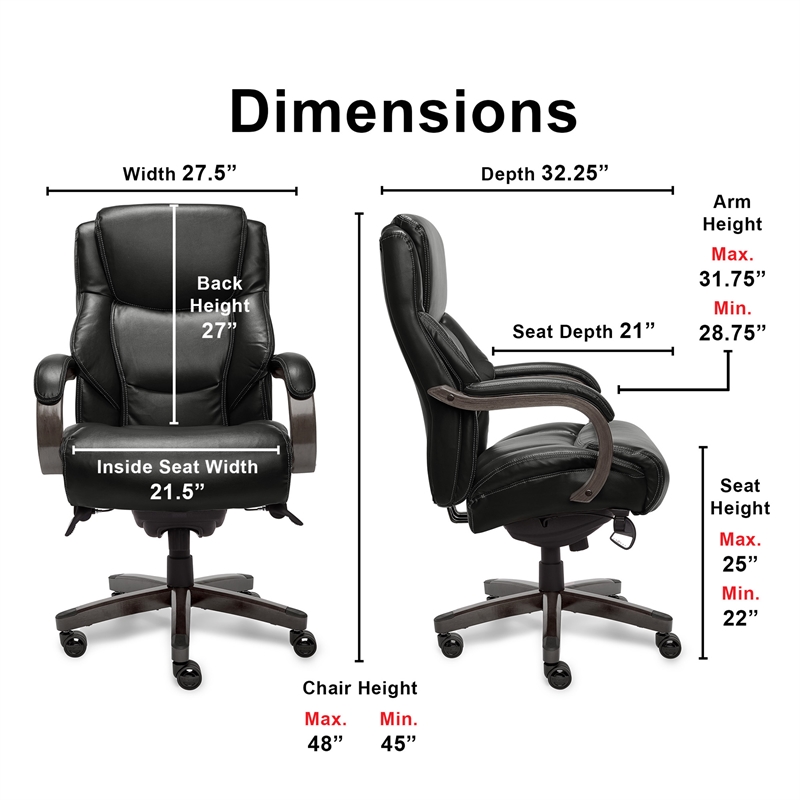 La-Z-Boy Delano Bonded Leather Upholstered Executive Office Chair in Jet Black