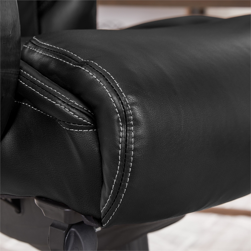 La-Z-Boy Delano Bonded Leather Upholstered Executive Office Chair in Jet Black