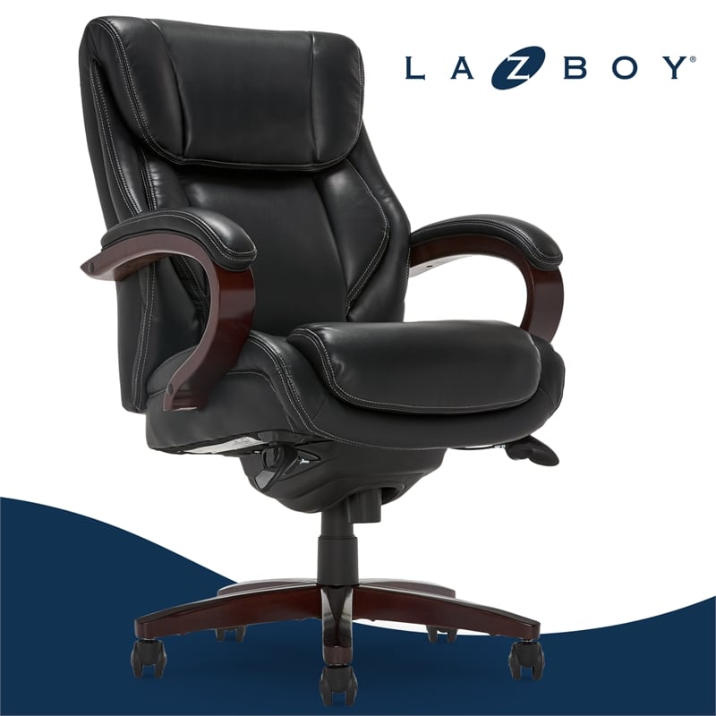 La-Z-Boy Bellamy Executive Office Chair with Memory Foam Black Bonded Leather