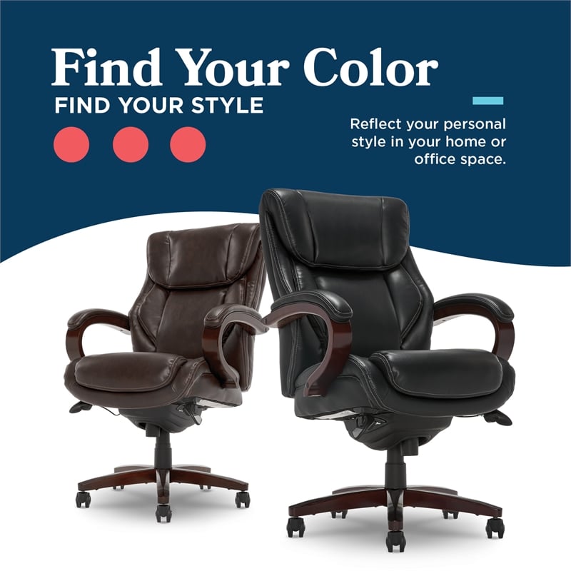 La-Z-Boy Bellamy Executive Office Chair with Memory Foam Black Bonded Leather