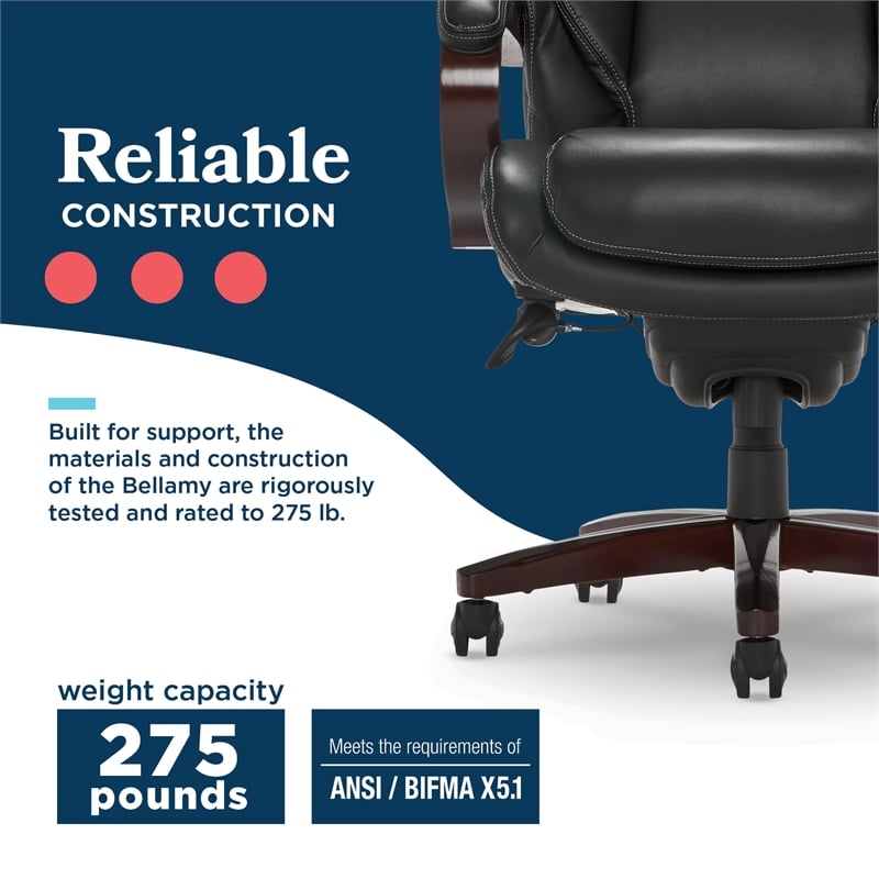 La-Z-Boy Bellamy Executive Office Chair with Memory Foam Black Bonded Leather