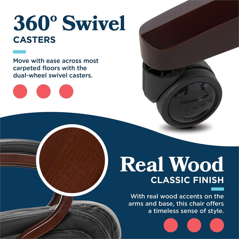 La-Z-Boy Bellamy Executive Office Chair with Memory Foam Black Bonded Leather