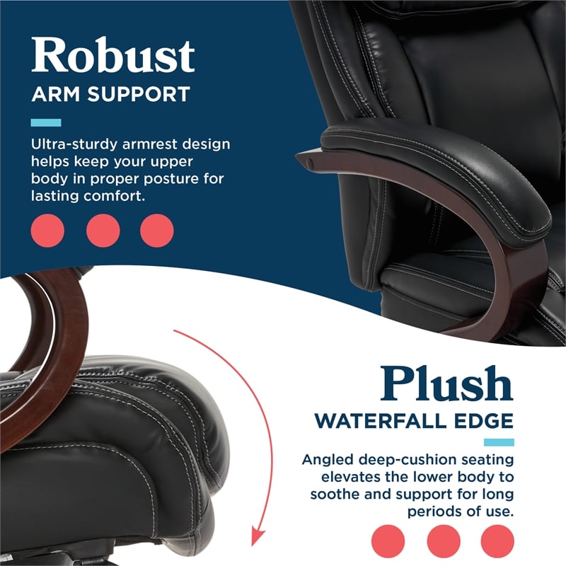 La-Z-Boy Bellamy Executive Office Chair with Memory Foam Black Bonded Leather