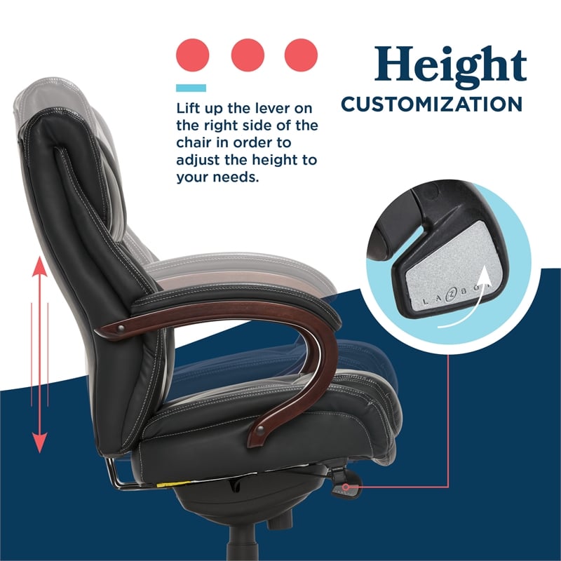 La-Z-Boy Bellamy Executive Office Chair with Memory Foam Black Bonded Leather