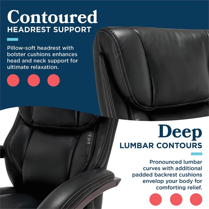 La-Z-Boy Bellamy Executive Office Chair with Memory Foam Black Bonded Leather