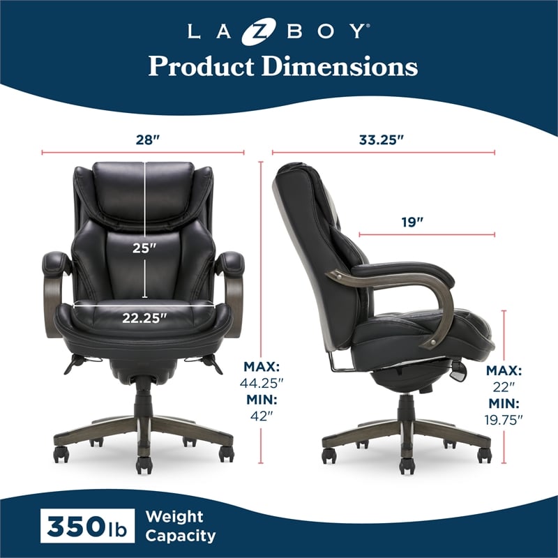 La-Z-Boy Harnett Big & Tall Executive Chair Black Bonded Leather